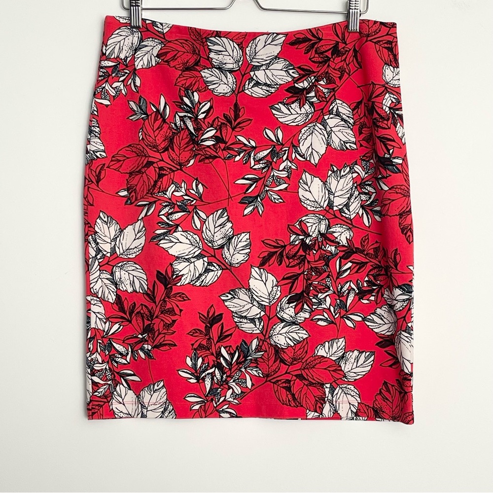 Ann Taylor Floral Pencil Skirt Red size L